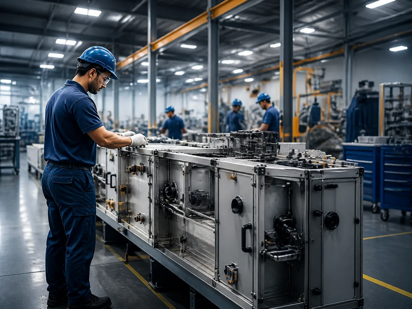 Climate Grip technician manufacturing an air handling unit